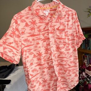 Cat & Jack Men's Tropical Print Shirt - Coral